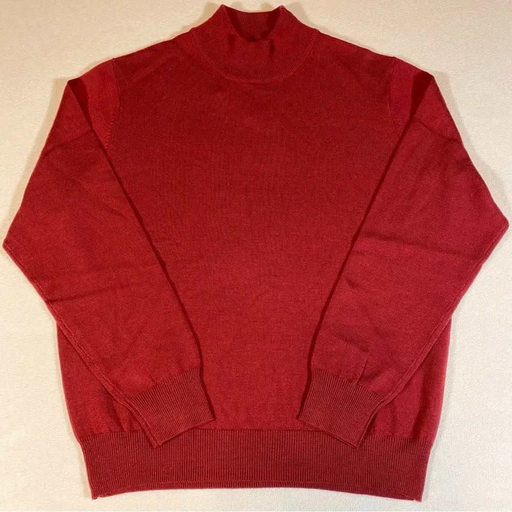 JOS A BANK Signature Collection Sweater Merino Wool Mock Neck Men’s Sz M Red NWT